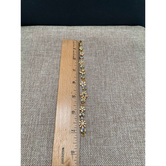 Fresh Flowers Gold-Tone Enamel & AB Crystal Floral Bracelet - Picture 7 of 8